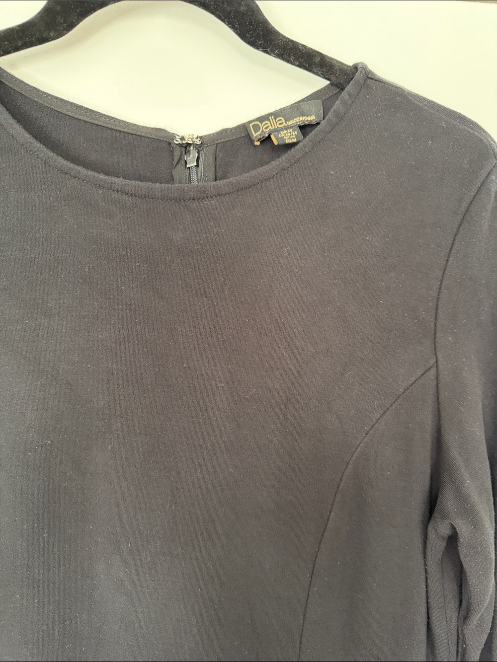 Dalia Black Long Sleeve Crewneck Dress